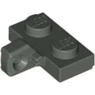 Hinge Plate 1 x 2 Locking with 1 Finger on Side, with Groove / Dark Gray
