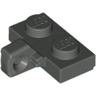 Lego Hinge Plate 1 x 2 Locking with 1 Finger on Side, with Groove / Dark Gray