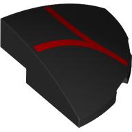 Lego Brick Round Corner, Curved 3 x 3 x 1 Quarter Circle with Red Webbing print