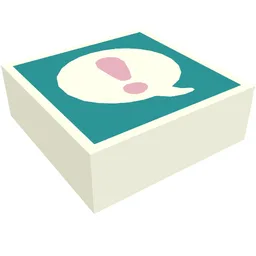 Tile 1 x 1 with Coral Exclamation Mark in White Bubble on Dark Turquoise Background Print / White