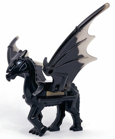 Lego Horse, Skeletal with Marbled Trans-Brown Trailing Wings and White Eyes Pattern (HP Thestral)