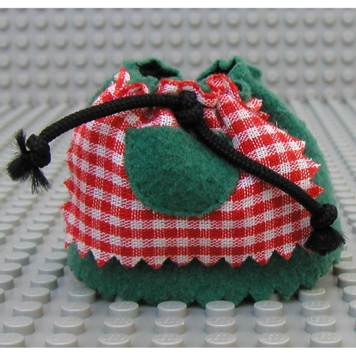 Lego Belville, Skirt, Long, Pinked Edges and Check Print Apron with Pocket / Dark Green
