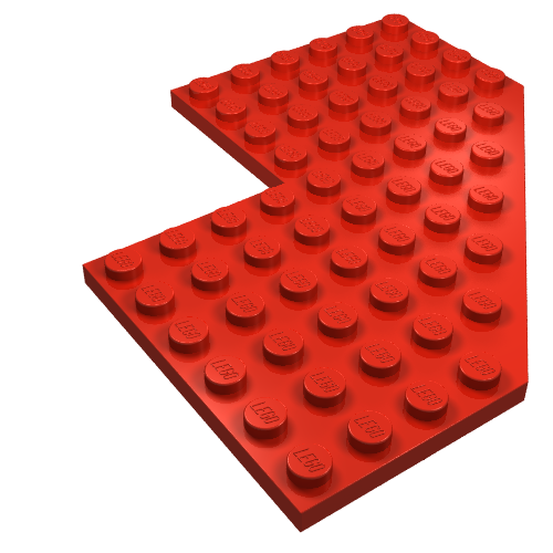 Lego Wedge Plate 10 x 10 with 4x4 Cutout and Cut Corner / Red