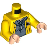 Torso, Rain Coat, Sand Blue Shirt, ID Tag / Jurassic Park Logo on Back Print, Yellow Arms, Light Nougat Hands / Yellow