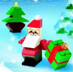 Santa, Tree, and Present