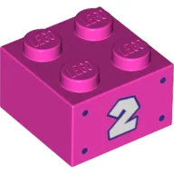 Brick 2 x 2 with '2' Print / Dark Pink
