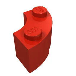 Brick Round Corner 2 x 2 Macaroni with Stud Notch / Red
