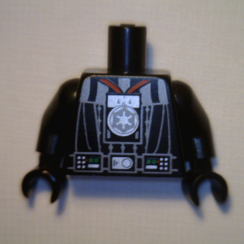Lego Torso Darth Vader Suit Imperial Logo Medal Print, Black Arms and Hands / Black