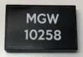 Tile 2 x 3 with White 'MGW 10258' on Black Background Pattern (Sticker) - Set 10258