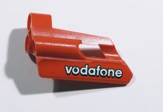 Lego Technic, Panel Fairing #24 Small Short, Small Hole, Side B with 'vodafone' Pattern (Sticker) - Set 8674
