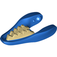 Lego Animal Body Part, Dinosaur, Raptor / Dilophosaurus Lower Jaw with Tan Teeth Print / Blue
