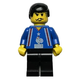 Soccer Player, French Team Jersey, Black Hair, Moustache