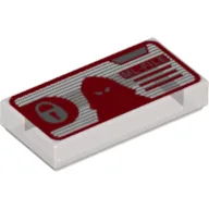 Tile 1 x 2 with Padlock, Head Mask and 'ML-FILE' Print / Trans-Brown