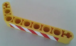 Technic, Liftarm, Modified Bent Thick 1 x 9 (7 - 3) with Red and White Danger Stripes Pattern Model Right (Sticker) - Set 8053