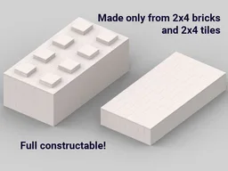 Large Lego Brick and Tile 2x4 made only from 2x4 bricks and tiles / Großer Legostein und Kachel 2x4 nur aus 2x4 Steinen und Kacheln