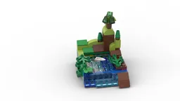 11013 Landscape with boat and waterfall