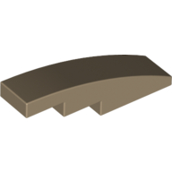 Lego Brick Curved 4 x 1 No Studs [Stud Holder with Symmetric Ridges] / Dark Tan