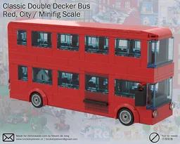 Double decker bus (City / Minifig Scale, Red)