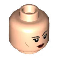 Minifig Head Fennec Shand, Cheek Lines, Dark Red Lips, Raised Left Eyebrow / Smirk Print / Light Nougat