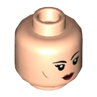 Lego Minifig Head Fennec Shand, Cheek Lines, Dark Red Lips, Raised Left Eyebrow / Smirk Print / Light Nougat