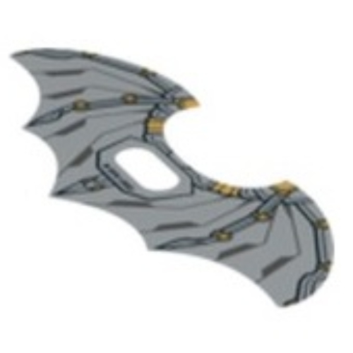 Lego Wings, Extended, Scalloped 5 Points, with Black and Gold Print / Trans-Clear