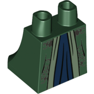 Lego Hips and Legs Under Dress/Robe with Sand Green Trim, Dark Blue Under Robe Print / Dark Green