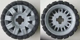Wheel 60 x 34 with Black Tire 81 x 40 Balloon Offset Tread / Pearl Light Gray