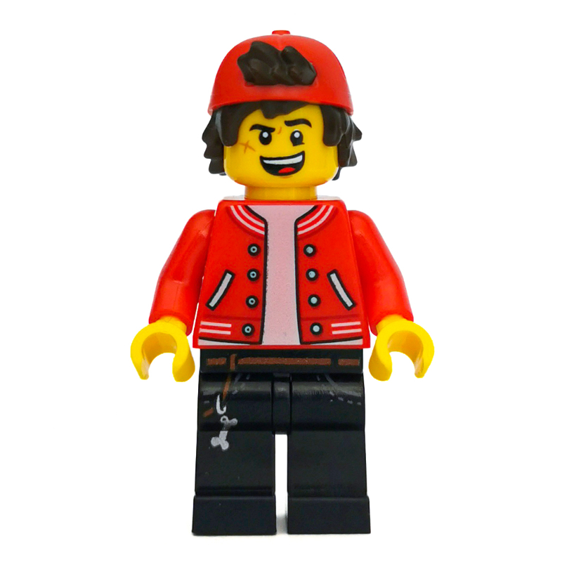 Lego Jack Davids, Red Jacket with Backwards Red Cap, Scared / Open Mouth
