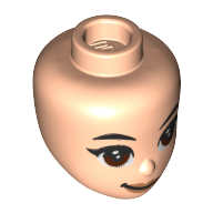 Lego Minidoll Head, Reddish Brown Eyes, Black Eyebrows print / Light Nougat