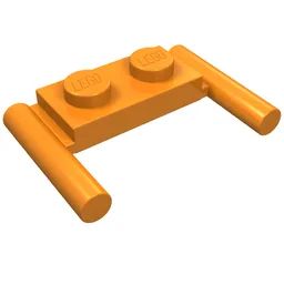 Plate Special 1 x 2 with Handles [Flat Ends / Low Attachment] / Orange