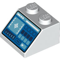 Lego Brick Sloped 45° 2 x 2 with Computer Screen, with Crosshairs print / White