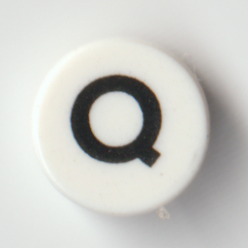 Lego Tile Round 1 x 1 with Black 'Q' print