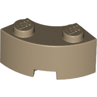 Lego Brick Round Corner 2 x 2 Macaroni with Stud Notch and Reinforced Underside [New Style] / Dark Tan