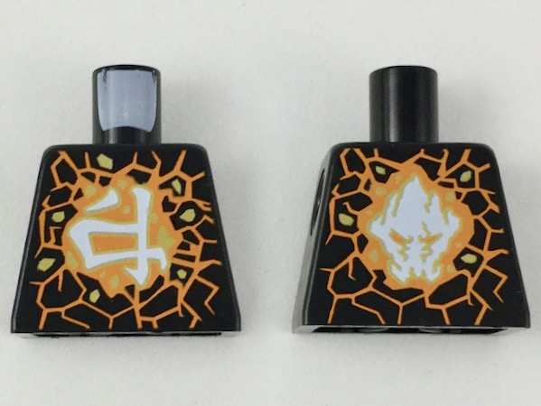 Lego Torso Ninjago Orange Fractures, Gold Rocks and White Ninjago Logogram 'Earth' Pattern