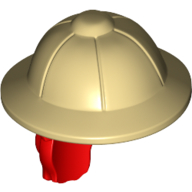Lego Hair and Hat, Pith Helmet and Red Hair in Ponytail pattern / Red