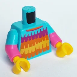 Torso, Dual Molded Arms, Magenta, Orange Yellow Decorations Print, Medium Azure Sleeves Pattern, Dark Pink Arms, Yellow Hands / Medium Azure