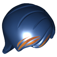Lego Hair Mid-Length with Side Part and Orange Hair Streaks Print (Sabine Wren) / Dark Blue