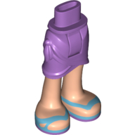 Lego Minidoll Hips and Wrap Skirt with Light Nougat Legs and Medium Azure Sandals Print / Medium Lavender