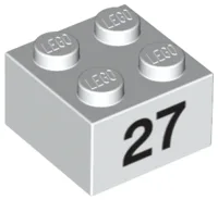 Brick 2 x 2 with Black "27" Print