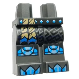 Hips and Pearl Titanium Legs with Dark Azure/Medium Azure Knee Pads, Claws, Dark Tan Rope, Silver Armor Print / Pearl Titanium