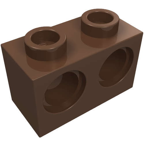 Lego Technic Brick 1 x 2 [2 Pin Holes] / Brown