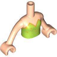 Lego Minidoll Torso Girl with Lime Dress, Gold Trim Print, Light Nougat Arms and Hands / Light Nougat