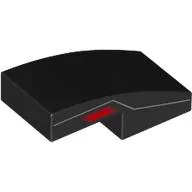 Brick Curved 2 x 1 No Studs with Silver Line, Red Eye on Side Print / Black