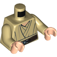 Lego Torso Robe, Light Nougat Neck, Reddish Brown Belt Print, Tan Arms, Light Nougat Hands / Tan