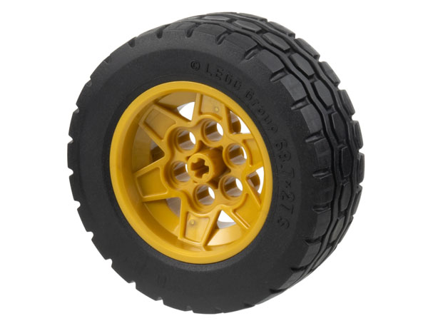 Lego Wheel 43.2mm D. x 26mm Technic Racing Small, 6 Pin Holes with Black Tire 68.7 x 27 S (56908 / 52985)