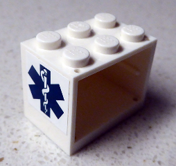 Lego Container, Cupboard 2 x 3 x 2 - Solid Studs with EMT Star of Life Pattern (Sticker) - Set 8635