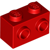 Lego Brick Special 1 x 2 with 2 Studs on 1 Side / Red
