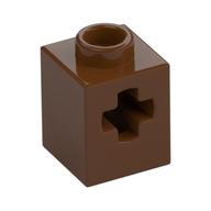 Lego Technic Brick 1 x 1 with Axle Hole / Reddish Brown