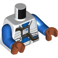 Lego Torso Rebel E-Wing Pilot Suit, Black Hoses, White Pockets print, Blue Arms, Dark Orange Hands / White