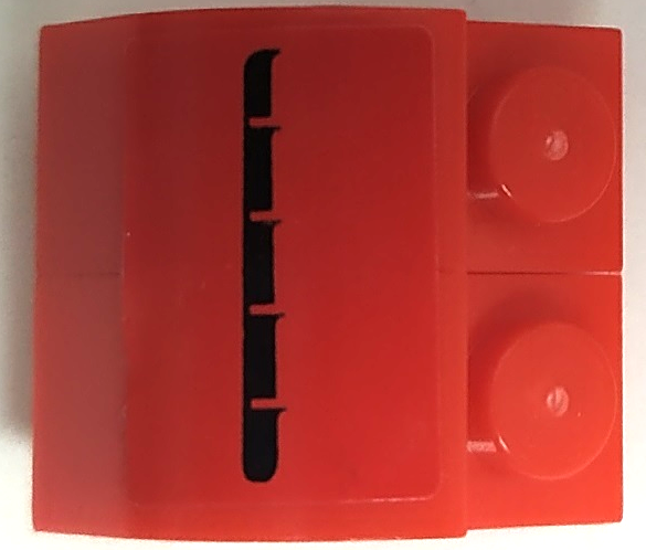Lego Stickered Assembly 2 x 2 x 1 1/3 with Black Air Intake Vents on Red Background Pattern Model Right Side (Sticker) - Sets 8153 / 8155